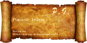 Pupics Irina névjegykártya